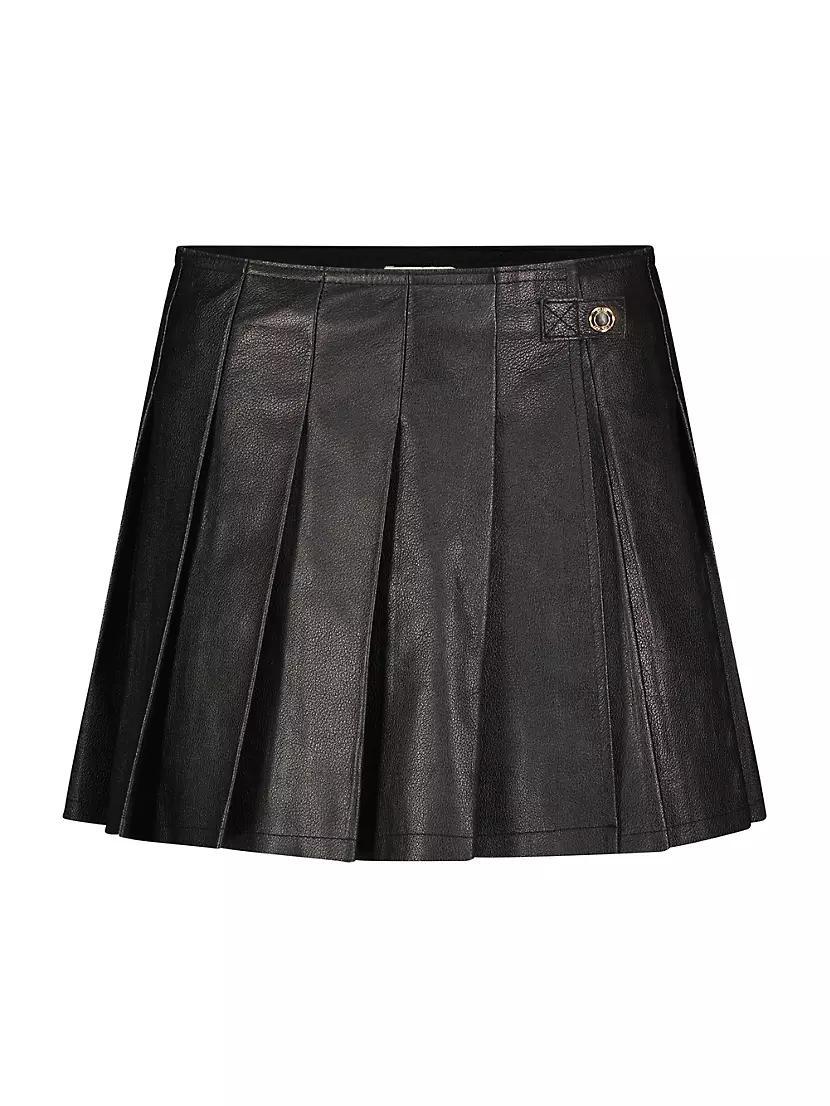 Pleated Mini Leather Skirt product image