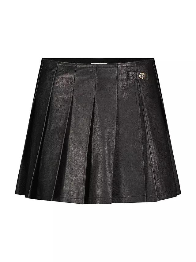 Pleated Mini Leather Skirt Product Image