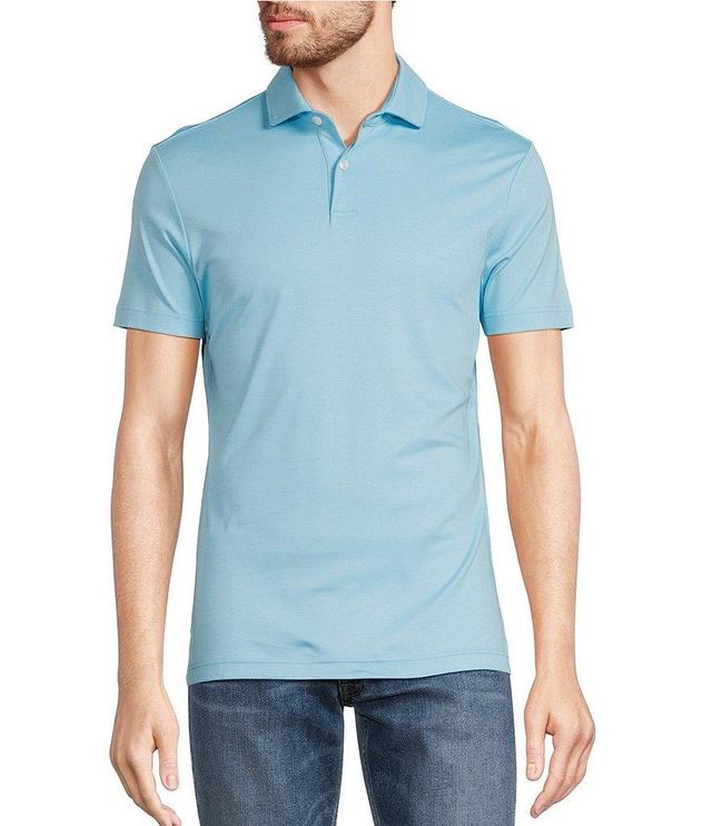 Murano Liquid Luxury Slim Fit Solid Interlock Short Sleeve Polo Shirt Product Image