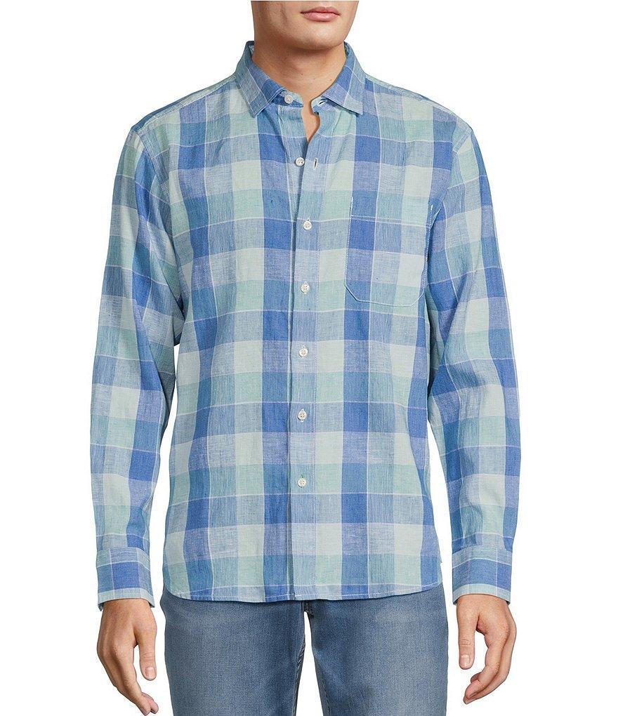 Tommy Bahama Big & Tall Barbados Breeze Beach Day Checked Long Sleeve Linen-Blend Shirt Product Image