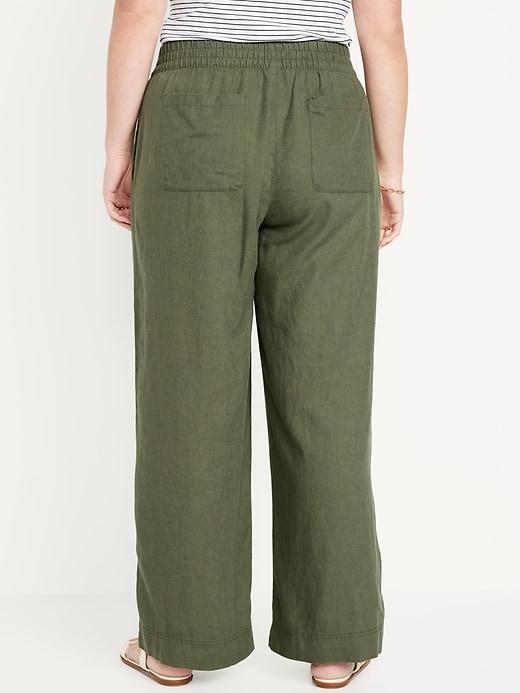 High-Waisted Linen-Blend Wide-Leg Pants Product Image