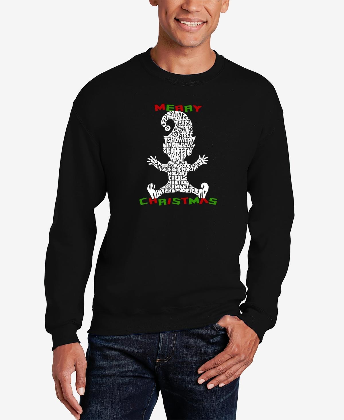 La Pop Art Mens Christmas Elf Word Art Crewneck Sweatshirt Product Image