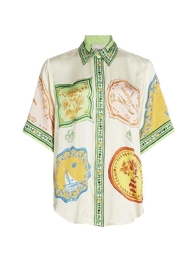 Womens Hotel Paradiso Porcelain Silk Shirt Product Image