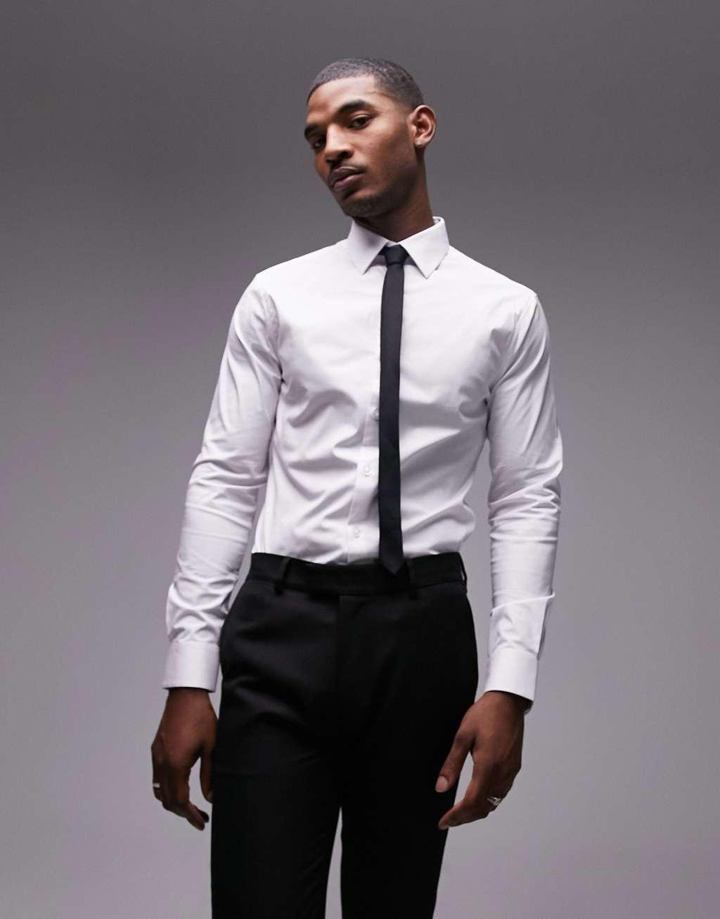 Topman long sleeve formal slim fit stretch shirt Product Image