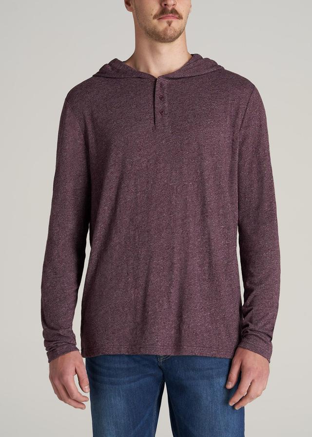 Henley Hoodie for Tall Men in Burgundy Mix Male Product Image