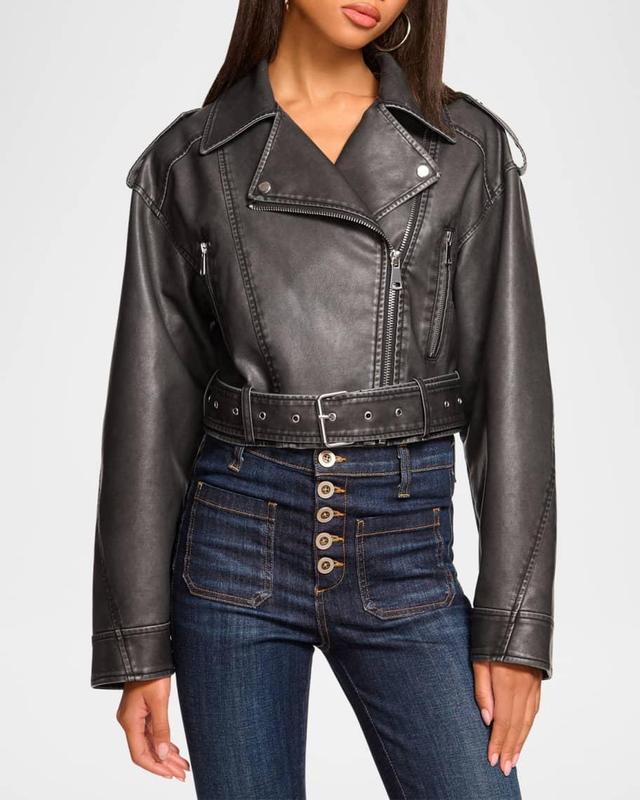 Layana Faux Leather Moto Jacket Product Image