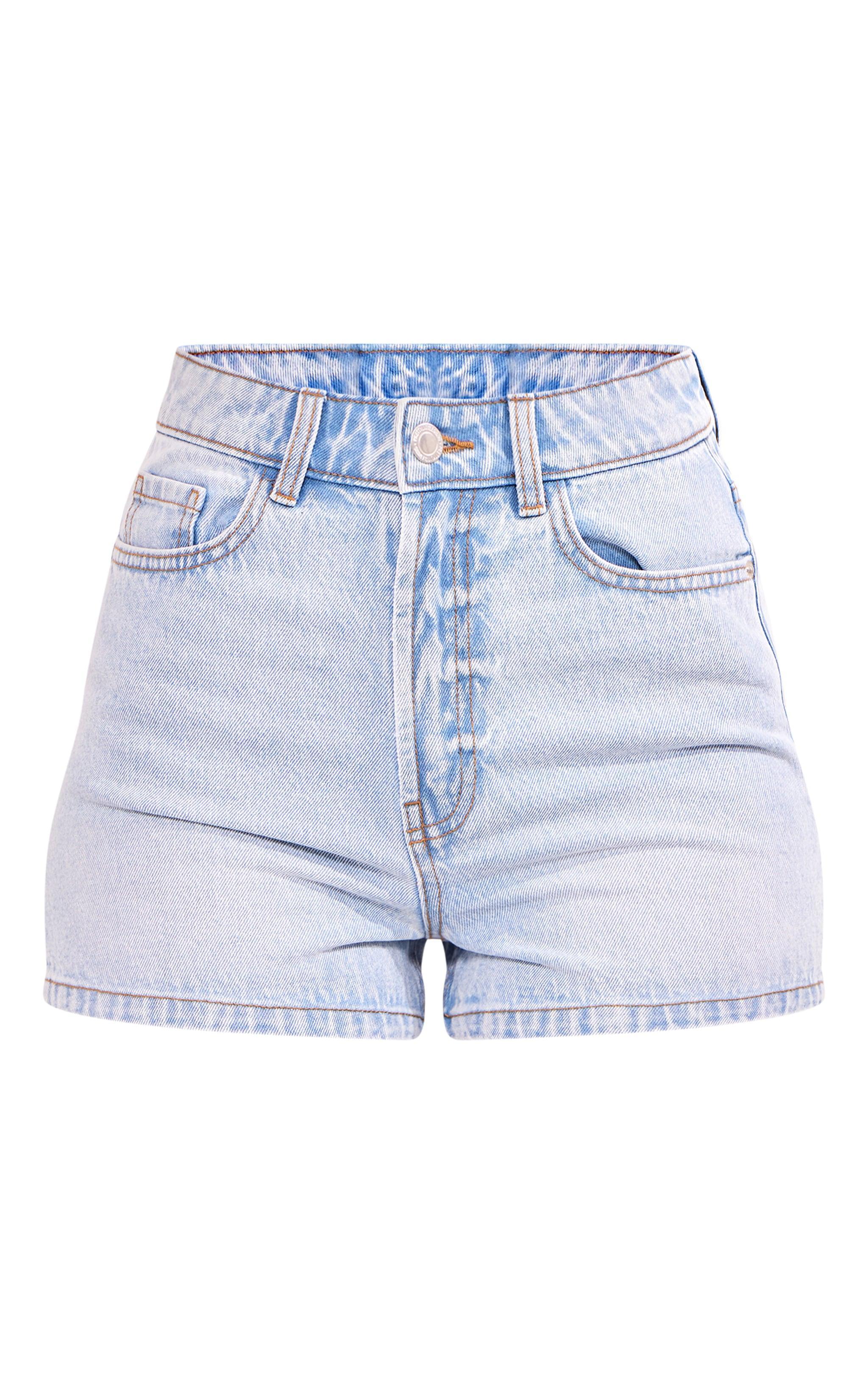 PRETTYLITTLETHING Tall Light Blue Wash Basic Denim Shorts Product Image