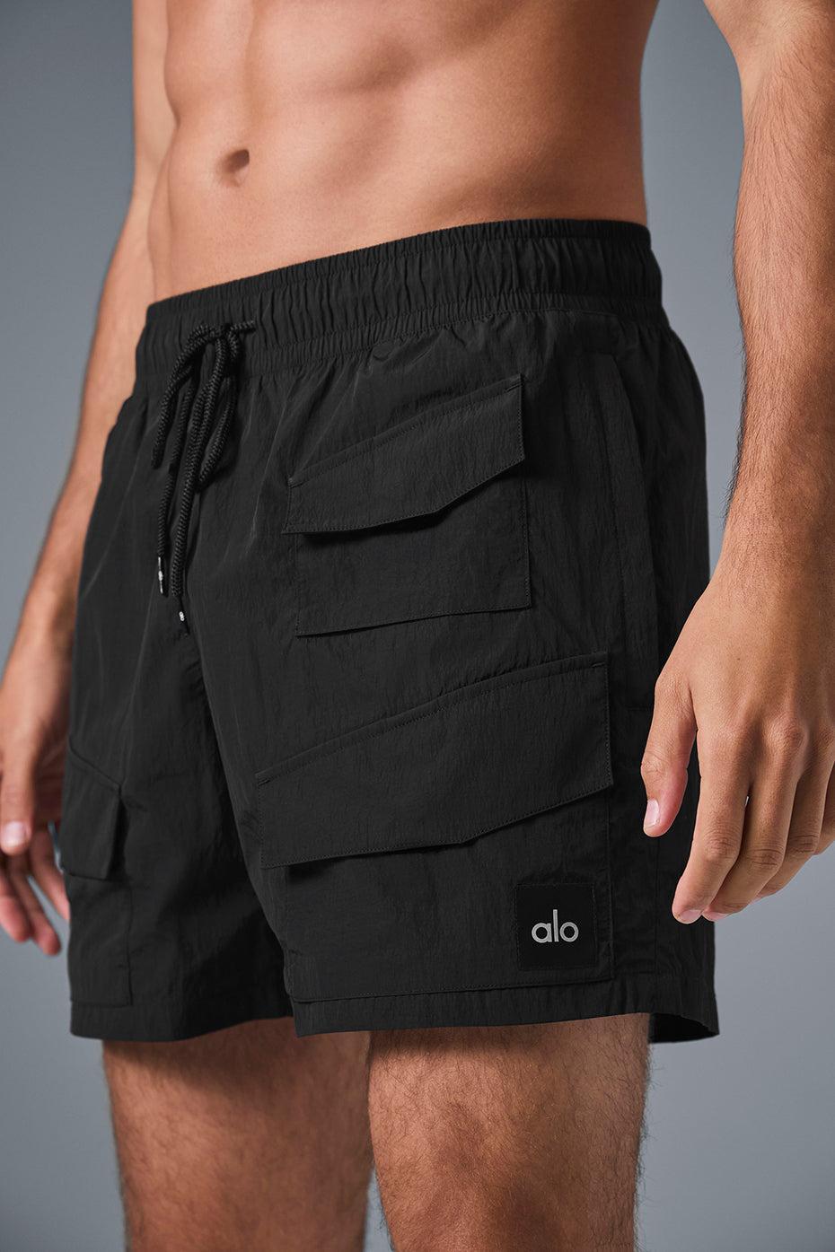 7" Crinkle Nylon Excursion Cargo Short - Black Male Product Image