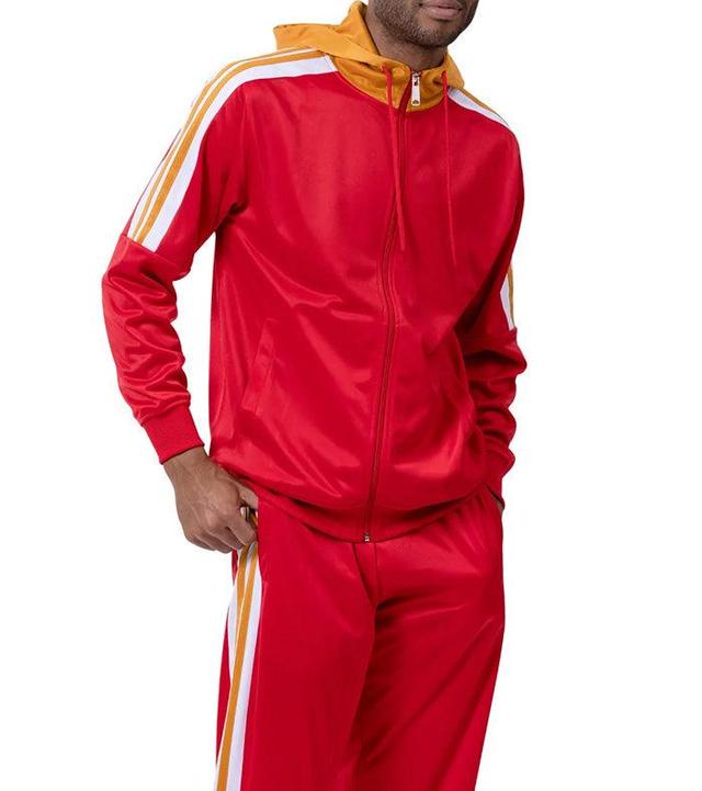 Men's Track Suit with Hood in Red Male Product Image