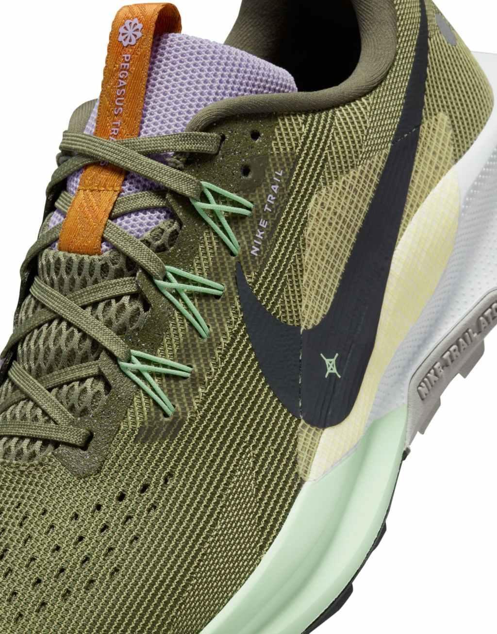 Nike Running Reactx Pegasus Trail 5 sneakers in dark green and multi Product Image