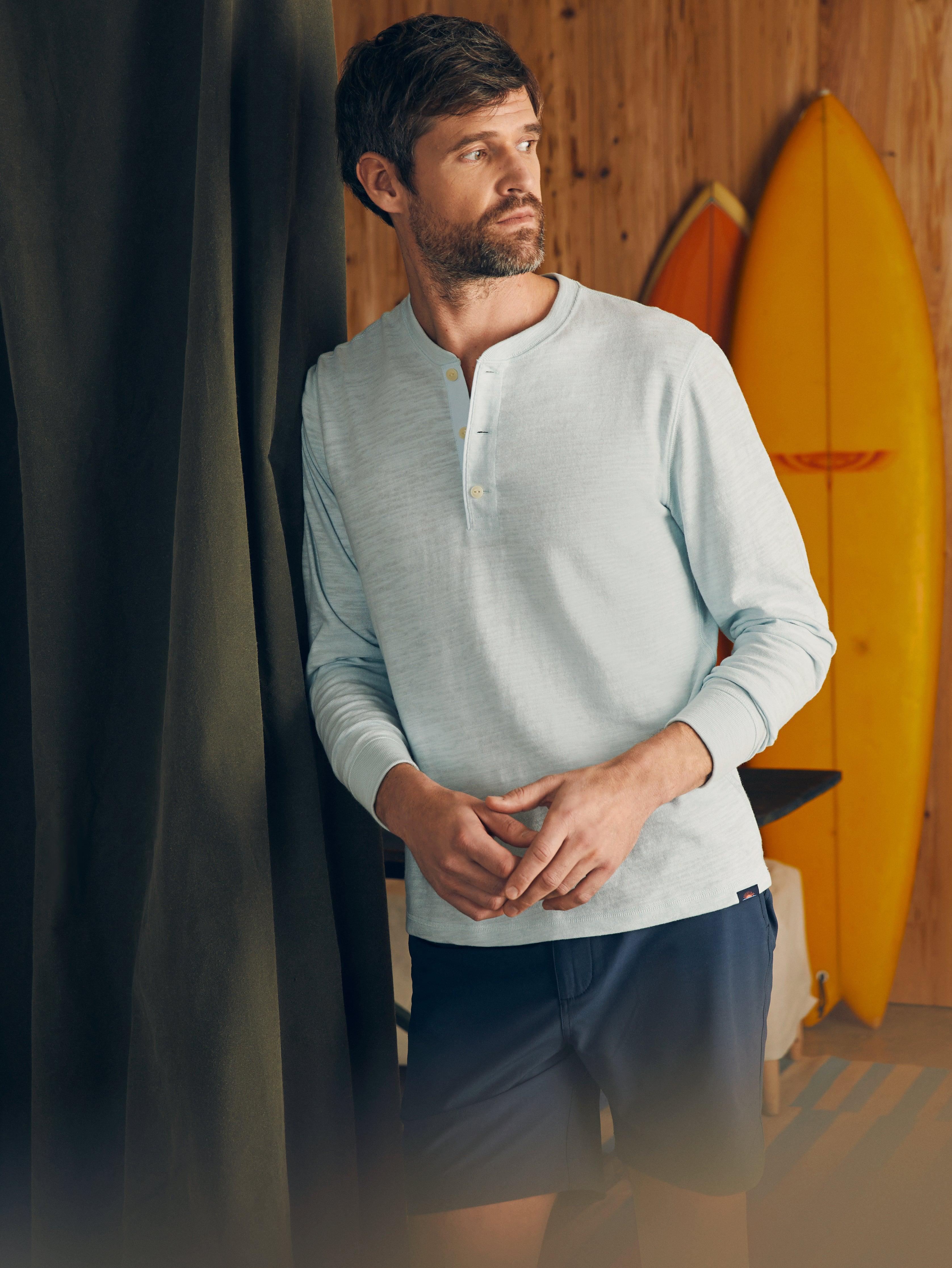 Sunwashed Slub Henley (Tall) - Sky Product Image