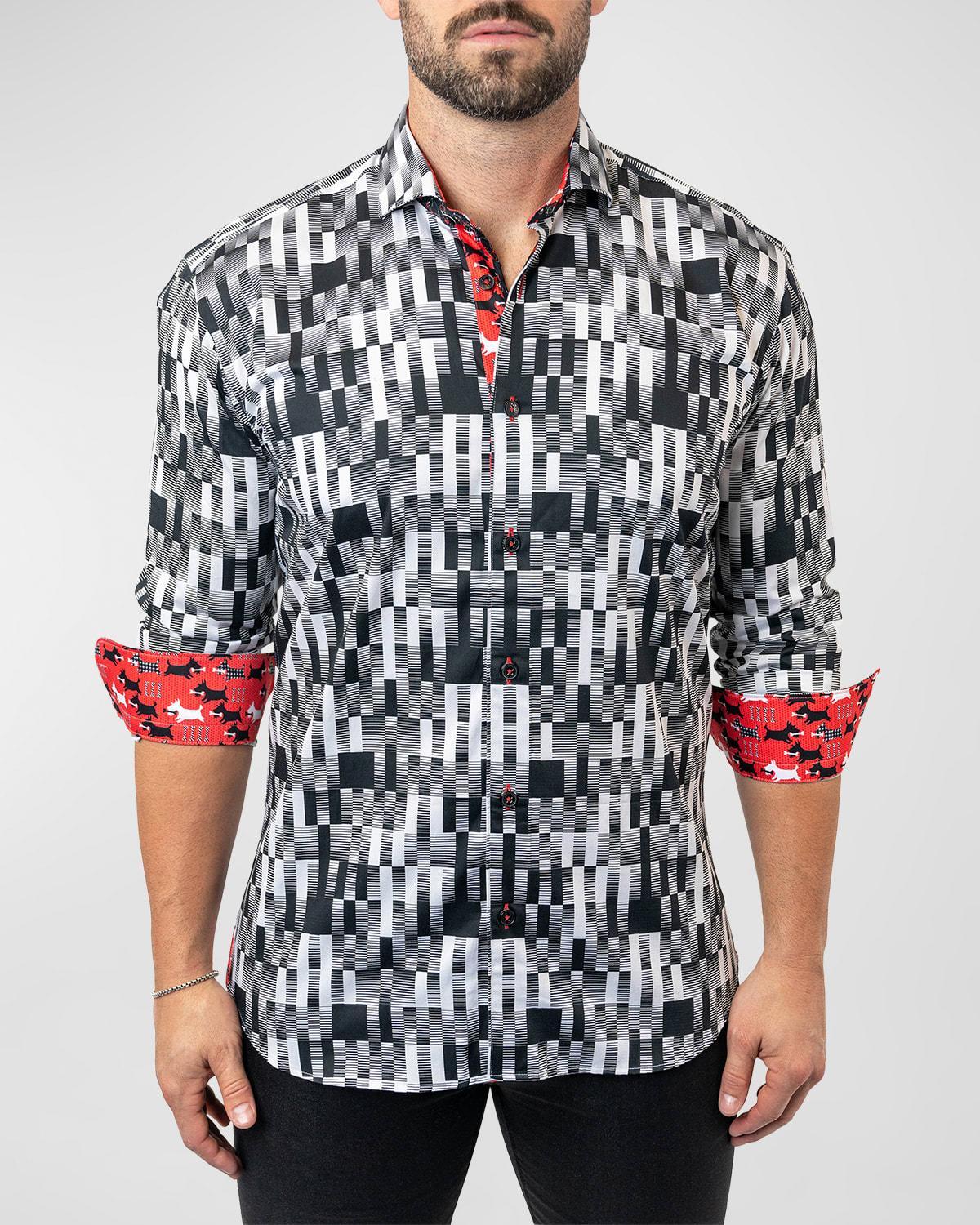 Maceoo Einstein Whitenoise White Contemporary Fit Button-Up Shirt Product Image