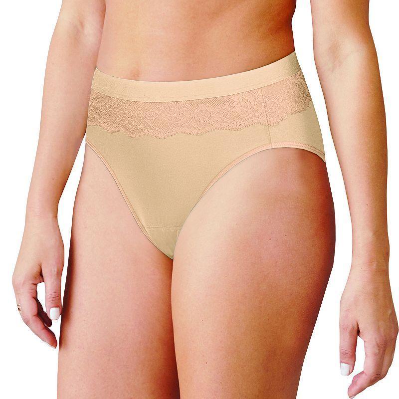 Womens Bali Beautifully Confident Hi-Cut Panty with Leak Protection Liner DFLLH1 Soft Brown Product Image