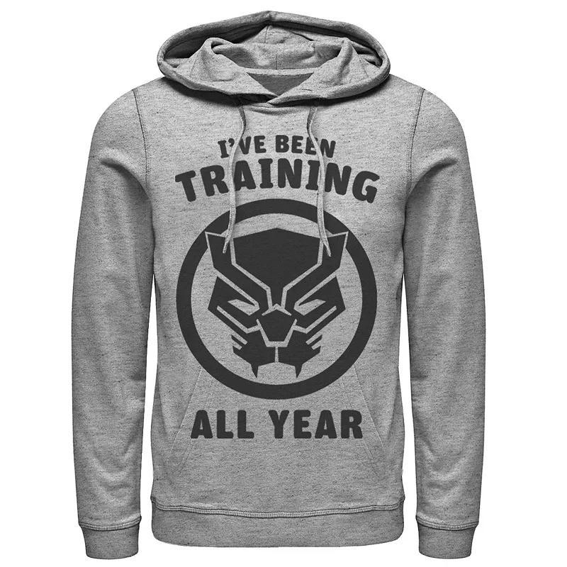 Mens Marvel Avengers Black Panther Training All Year Logo Hoodie Athletic Grey Product Image