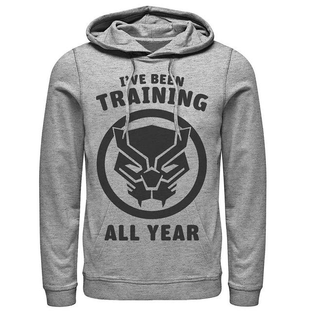 Mens Marvel Avengers Black Panther Training All Year Logo Hoodie Athletic Grey Product Image