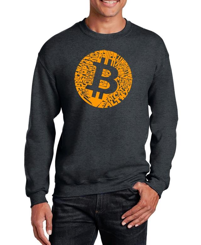 La Pop Art Mens Bitcoin Word Art Crew Sweatshirt Product Image