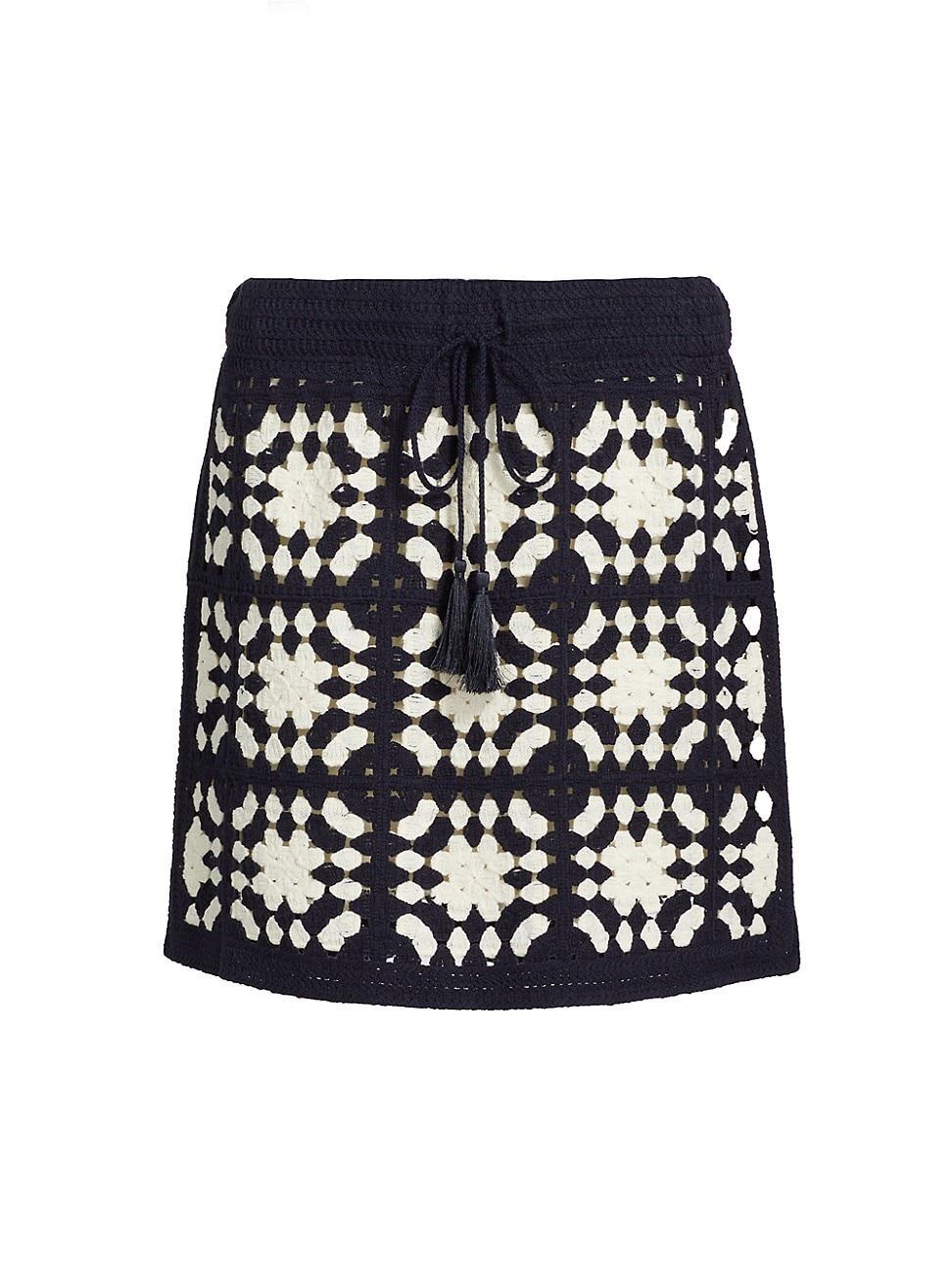 Womens Crochet Tassel Drawstring Miniskirt Product Image