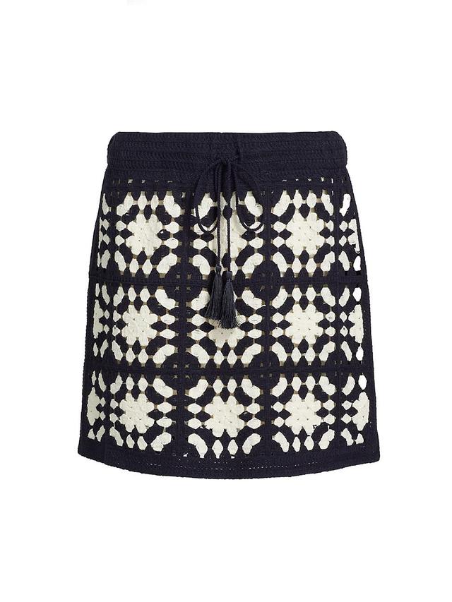 Womens Crochet Tassel Drawstring Miniskirt Product Image