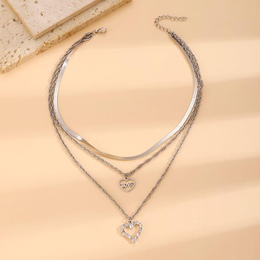 Heart Pendant Layered Alloy Necklace Product Image