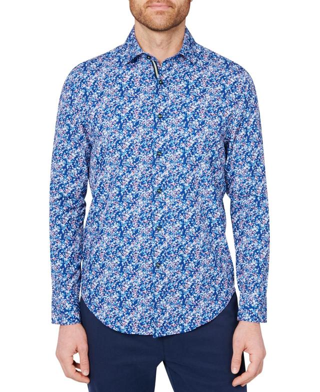 Society of Threads Mens Slim Fit Non-Iron Mini Floral Print Performance Stretch Button-Down Shirt Product Image