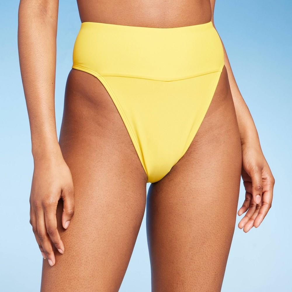 Womens High Waist Extra High Leg Extra Cheeky Bikini Bottom - Wild Fable Yellow XS Product Image