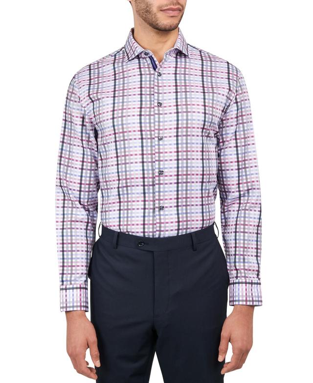 Michelsons of London Mens Regular-Fit Dobby Plaid Dress Shirt Product Image