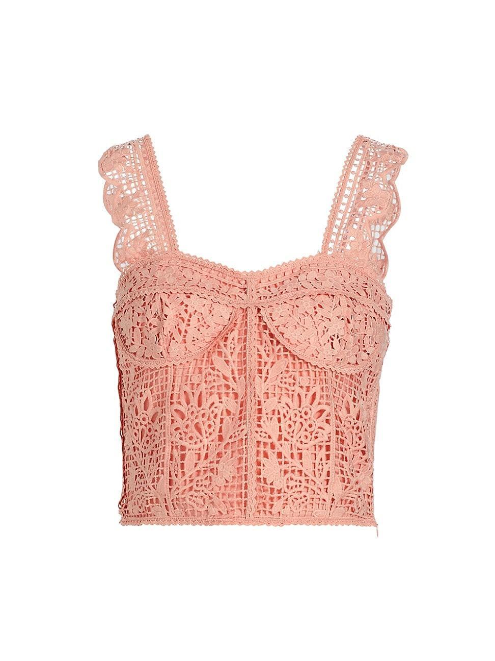 Womens Guipure Lace Crop Top Product Image