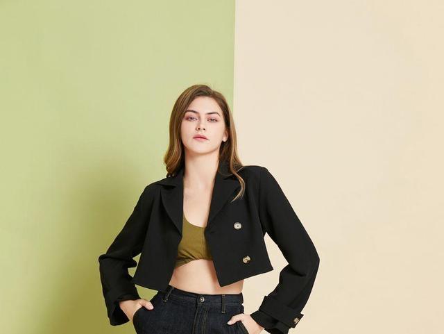 Double Breasted Cropped Blazer Product Image