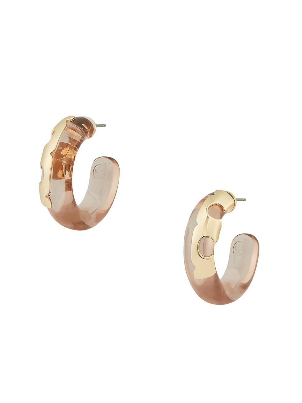 Womens Resin Logo Hoop Earrings Product Image