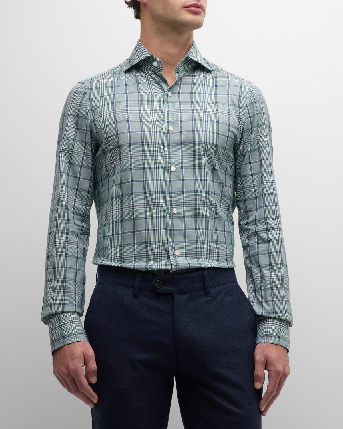 Mens Cotton Plaid Dress Shirt Product Image