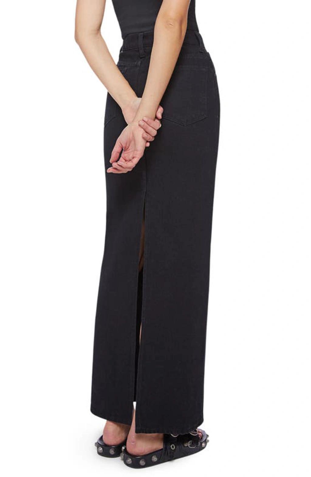 The Candy Stick Denim Maxi Skirt In Black Product Image