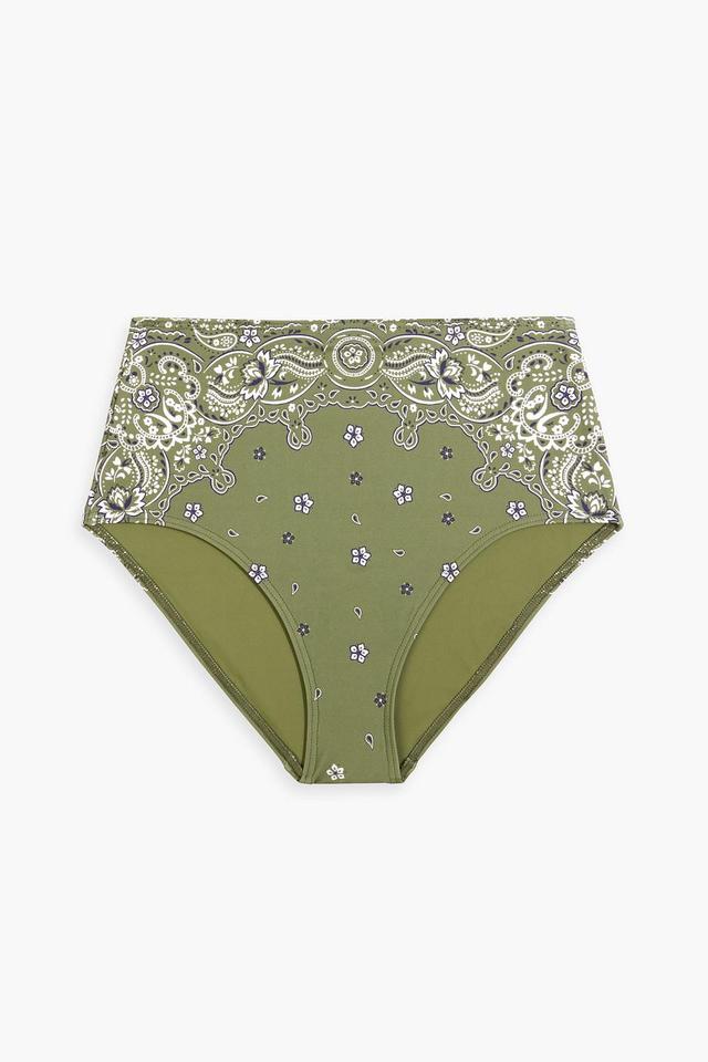 Separates Sculpt Paisley-print High-rise Bikini Briefs In Army Green Product Image