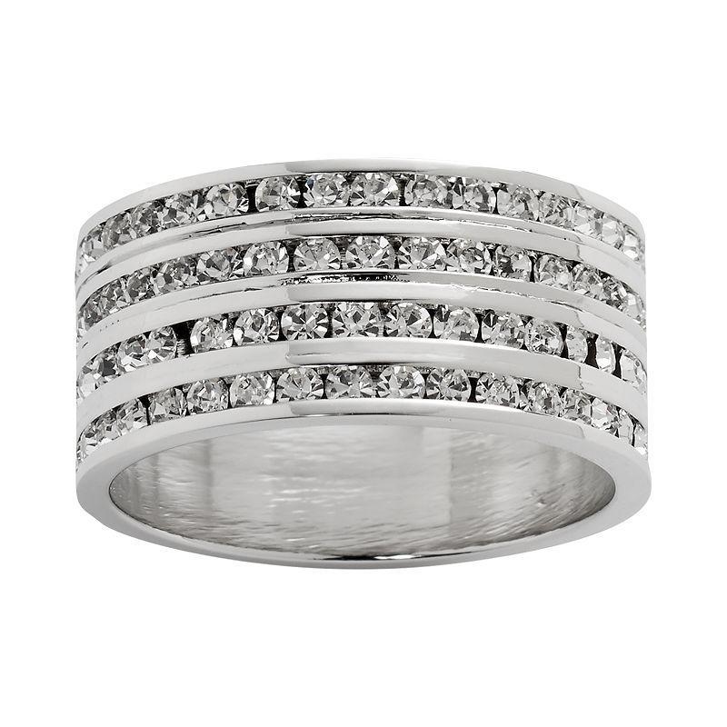 Traditions Jewelry Company Sterling Silver Crystal Eternity Ring, Womens White Product Image