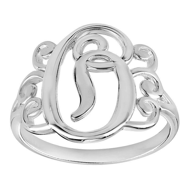 Womens PRIMROSE Sterling silver polished monogram initial B band ring size 7., Womens Grey Product Image