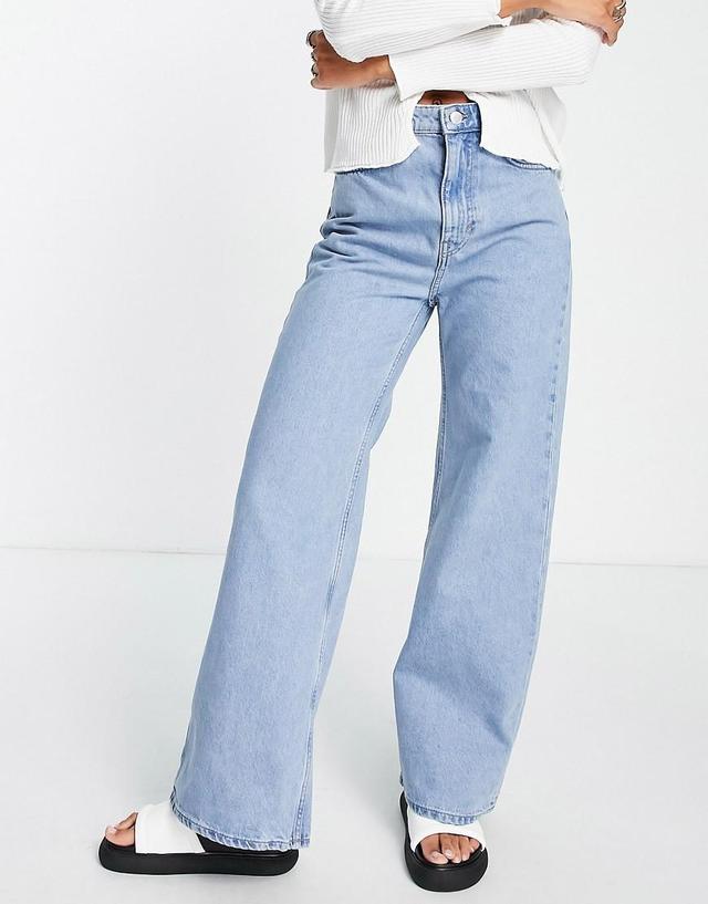 Weekday Ace high waist wide leg jeans in pool blue - MBLUE Product Image