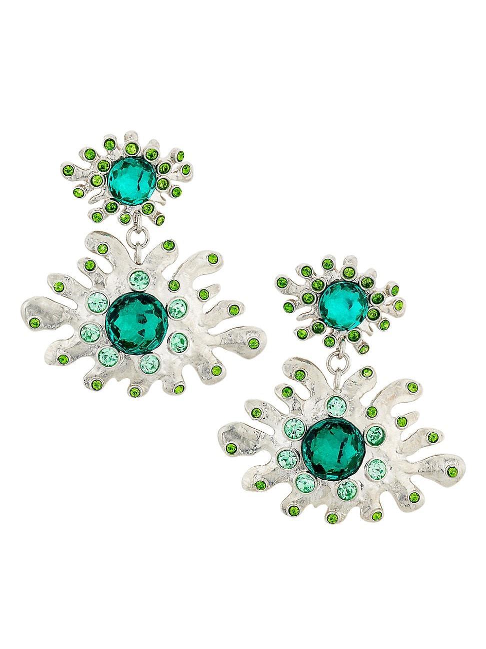 Womens Cactus Wavy Mini Crystal Drop Earrings Product Image