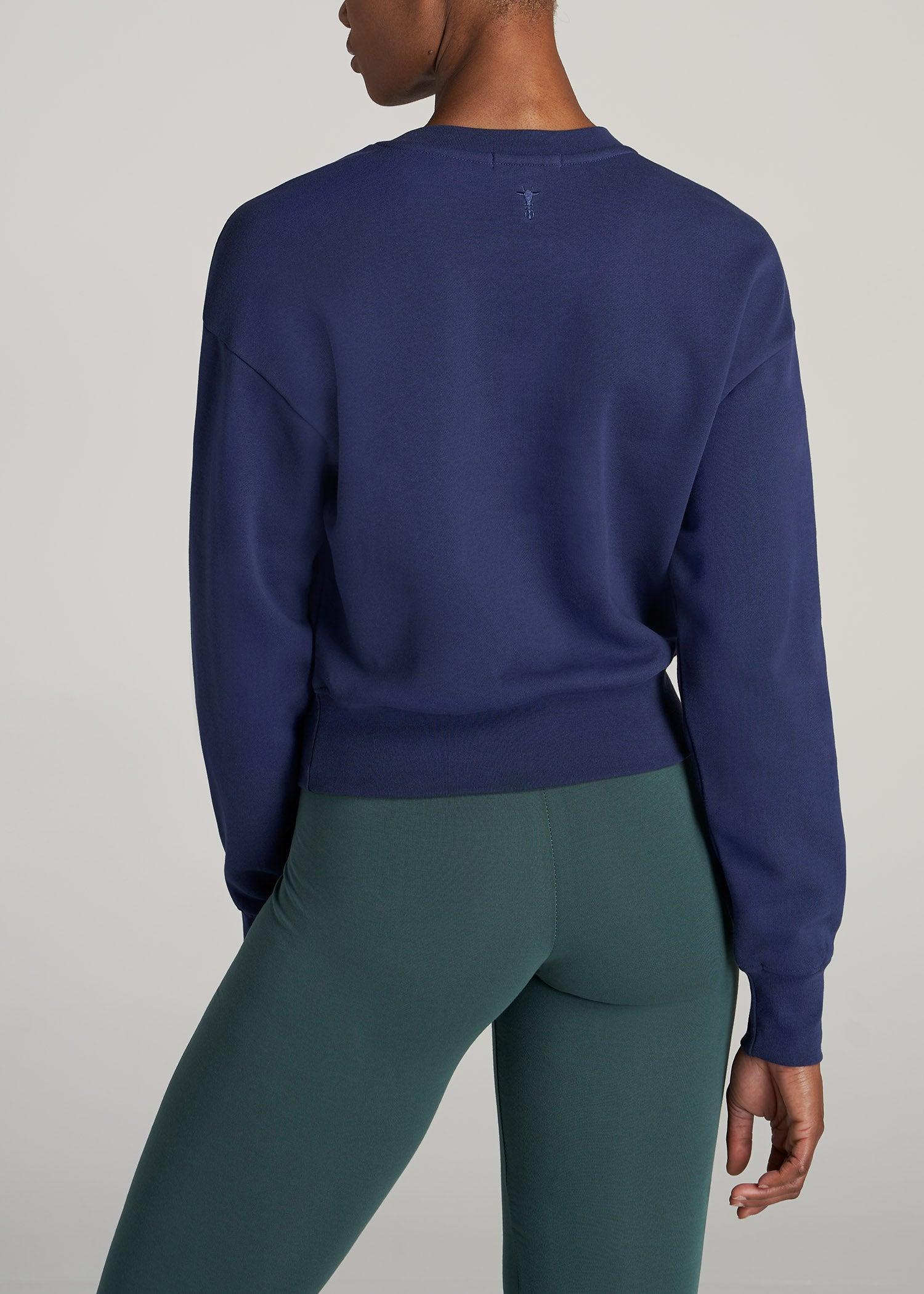 Wearever Fleece Cropped Crew Women's Tall Sweatshirt in Midnight Blue Female Product Image