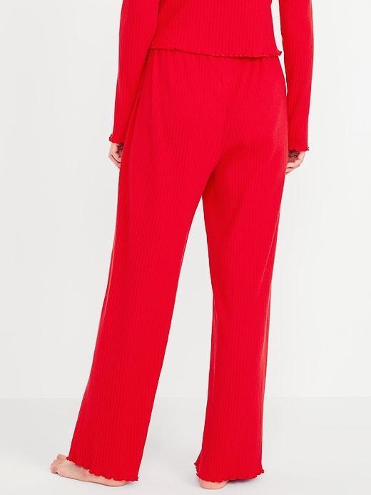 High-Waisted Ribbed Pajama Pants Product Image