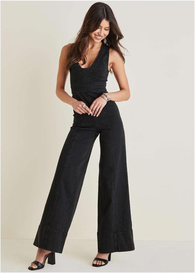 Stretch Denim Jumpsuit - Black Wash Product Image