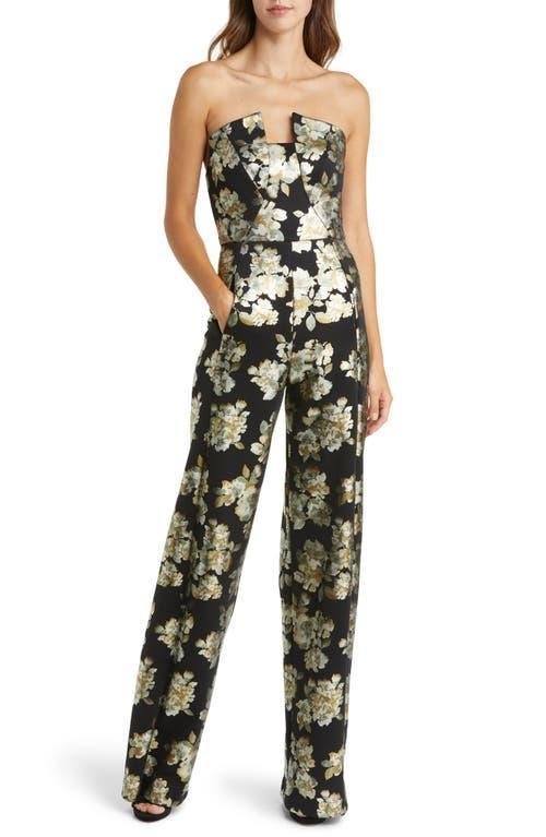 Black Halo Lena Floral Strapless Jumpsuit Product Image