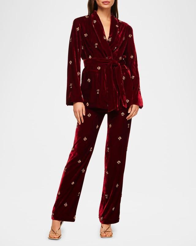 Lena Single-Breasted Velvet Blazer Product Image