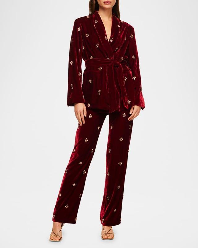 Harlow Velvet Straight-Leg Pants Product Image