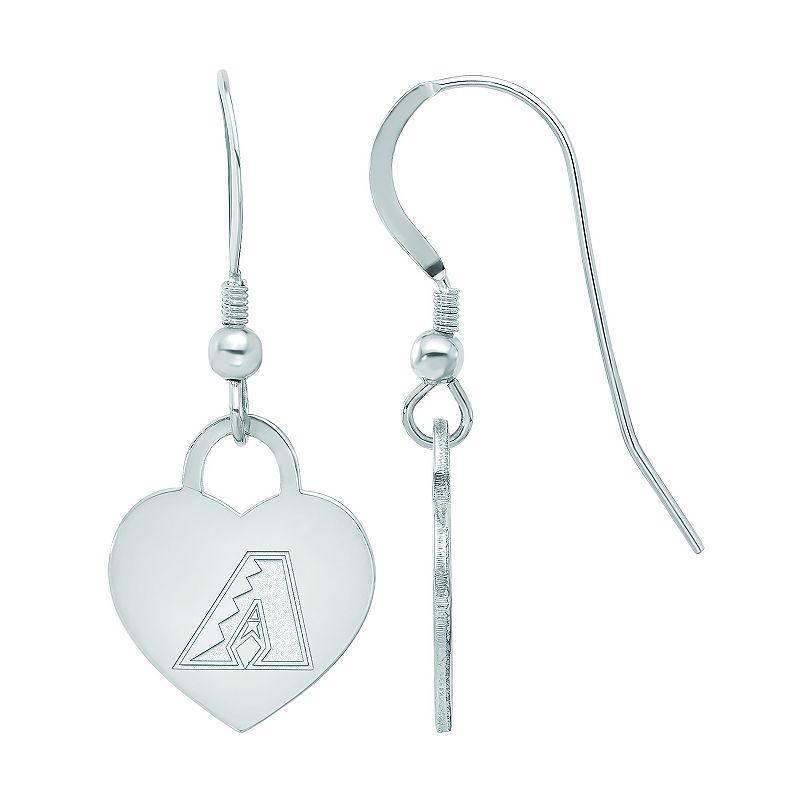 LogoArt Sterling Silver Arizona Diamondbacks Heart Dangle Earrings, Womens Product Image