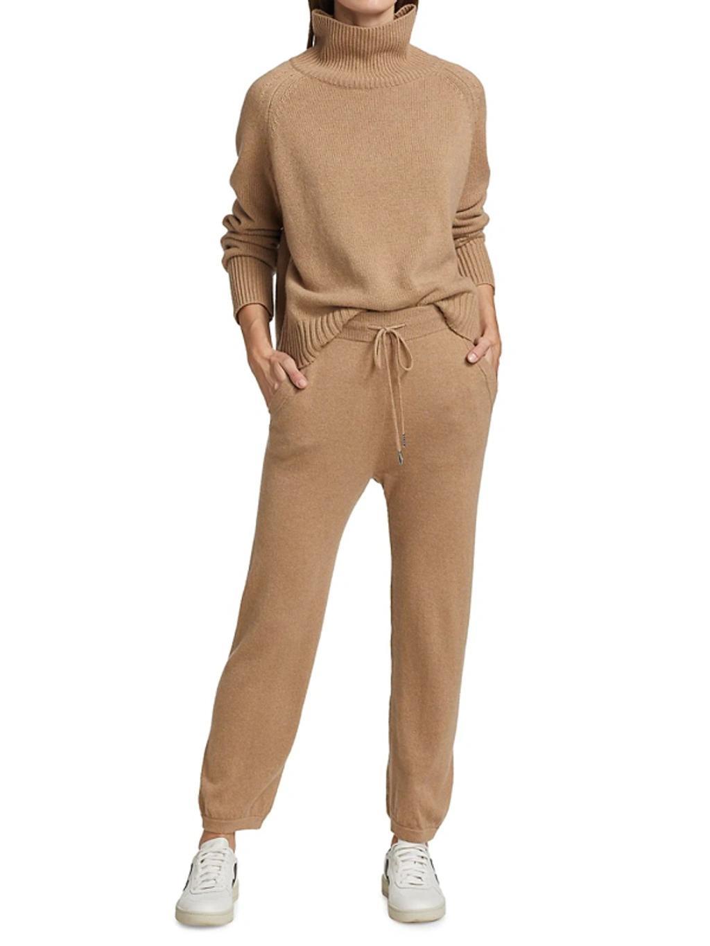 NILI LOTAN Drawstring Cashmere Joggers In Desert Tan Product Image