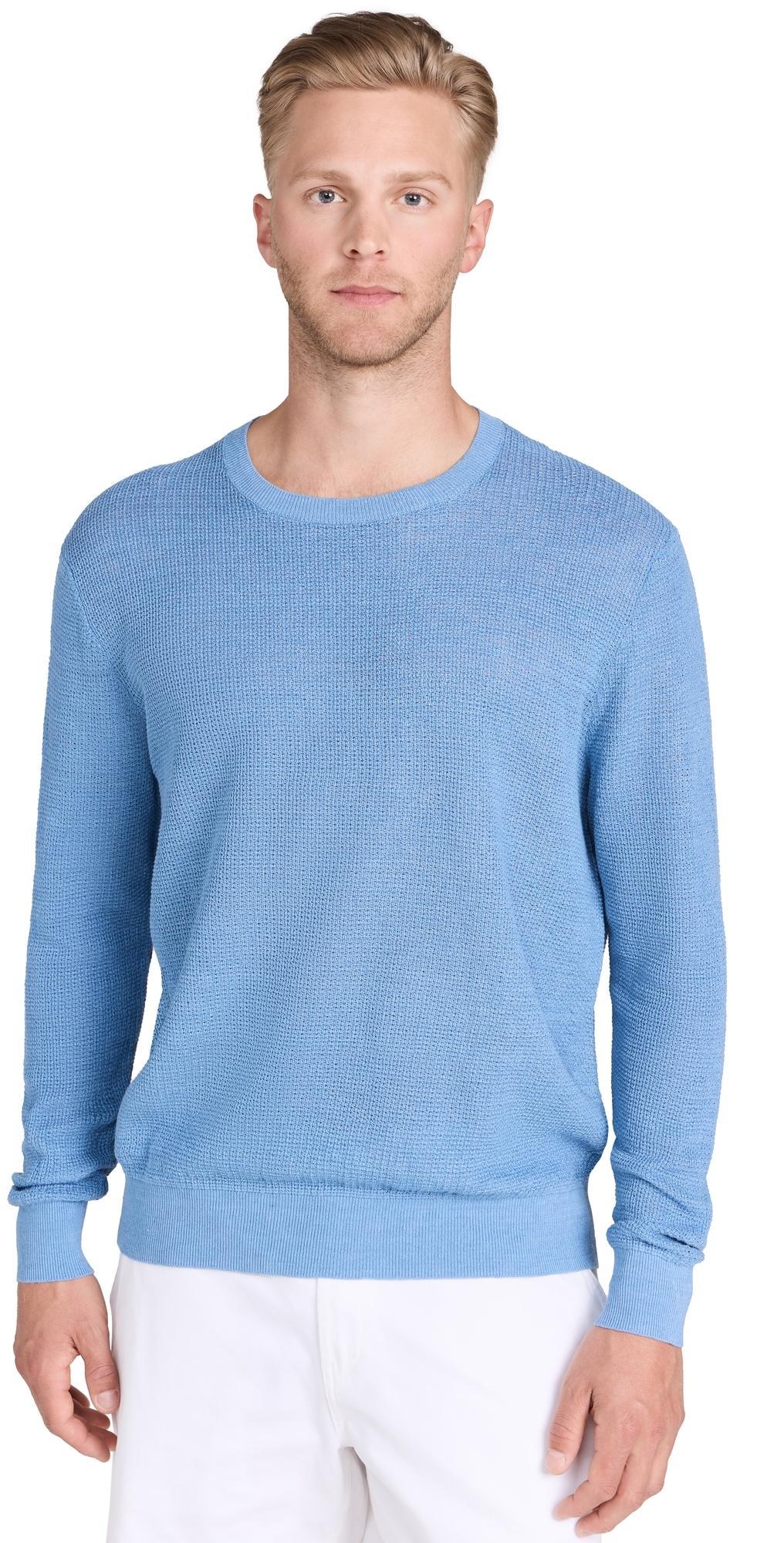 Linen Textured Regular Fit Sweater In Dusty Light Blue Product Image