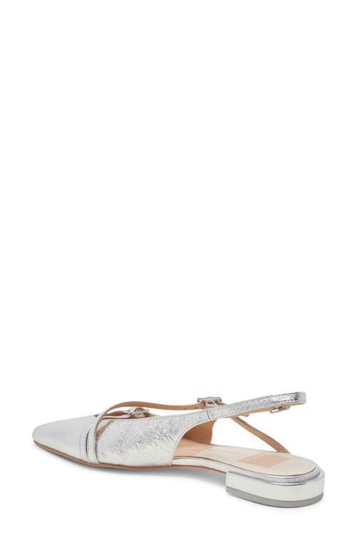 Pamla Pointed Toe Slingback Flat In Silver Crinkle Product Image