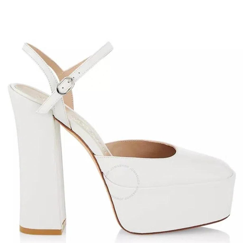 STUART WEITZMAN Skyhigh 145 Leather Platform Pumps In White product image