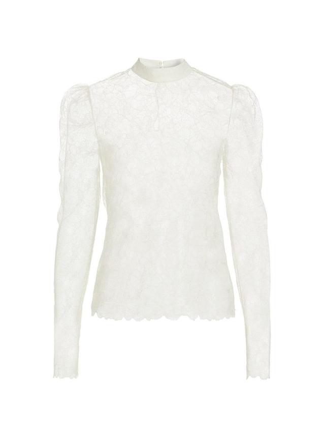 FRAME Sheer Lace Mock Neck Top Product Image