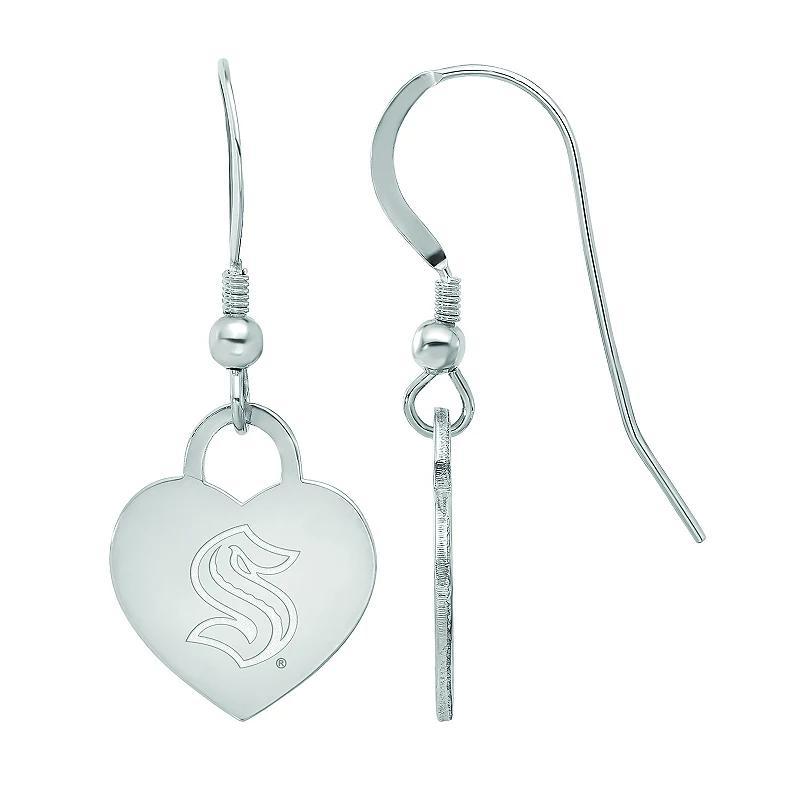 LogoArt Sterling Silver Seattle Kraken Heart Drop Earrings, Womens Product Image