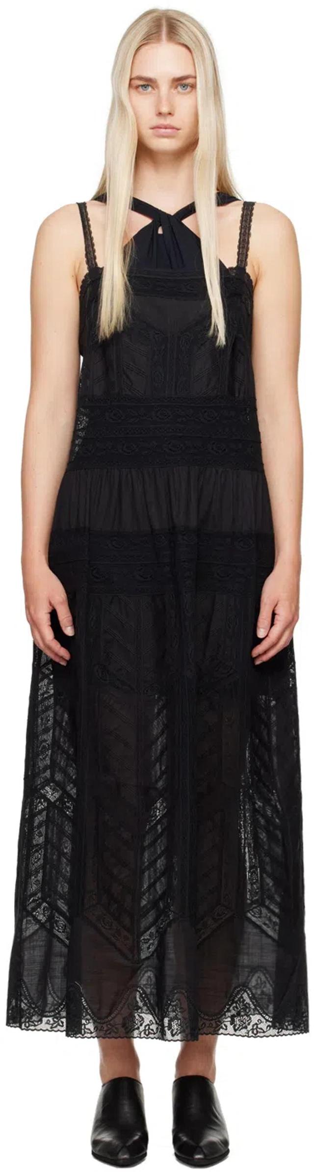 ZIMMERMANN Halliday Tiered Paneled Lace And Cotton-gauze Maxi Dress In Black Product Image